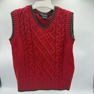 E-Land American Classic red cable-knit 100% cotton sweater Christmas Holiday 4